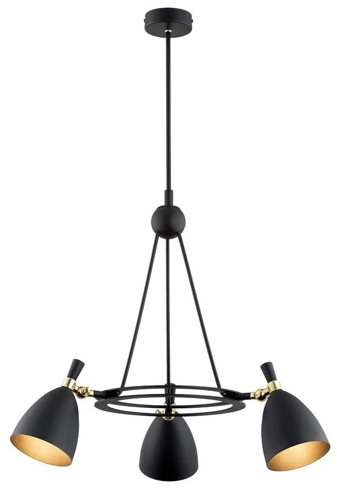 Argon 6149 - Luster na tyči CHARLOTTE 3xE27/15W/230V čierna/zlatá