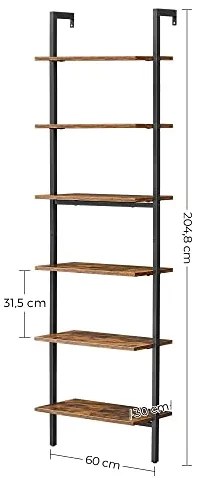 Rebríkový regál, industriálny, 204,8x60x30cm