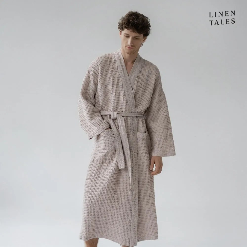 Béžový župan veľkosť XXL Honeycomb - Linen Tales