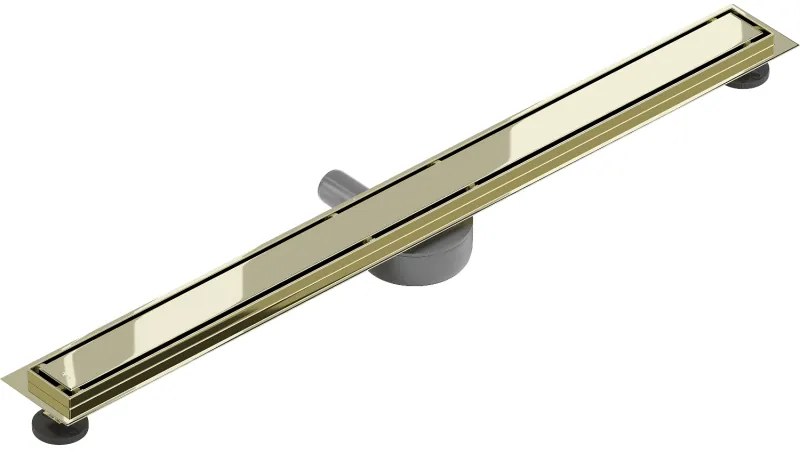 Mexen Flat 360°, nerezový sprchový žľab vzor M13 2v1 na vloženie dlažby 80 cm, zlatá lesklá, 1510080-40