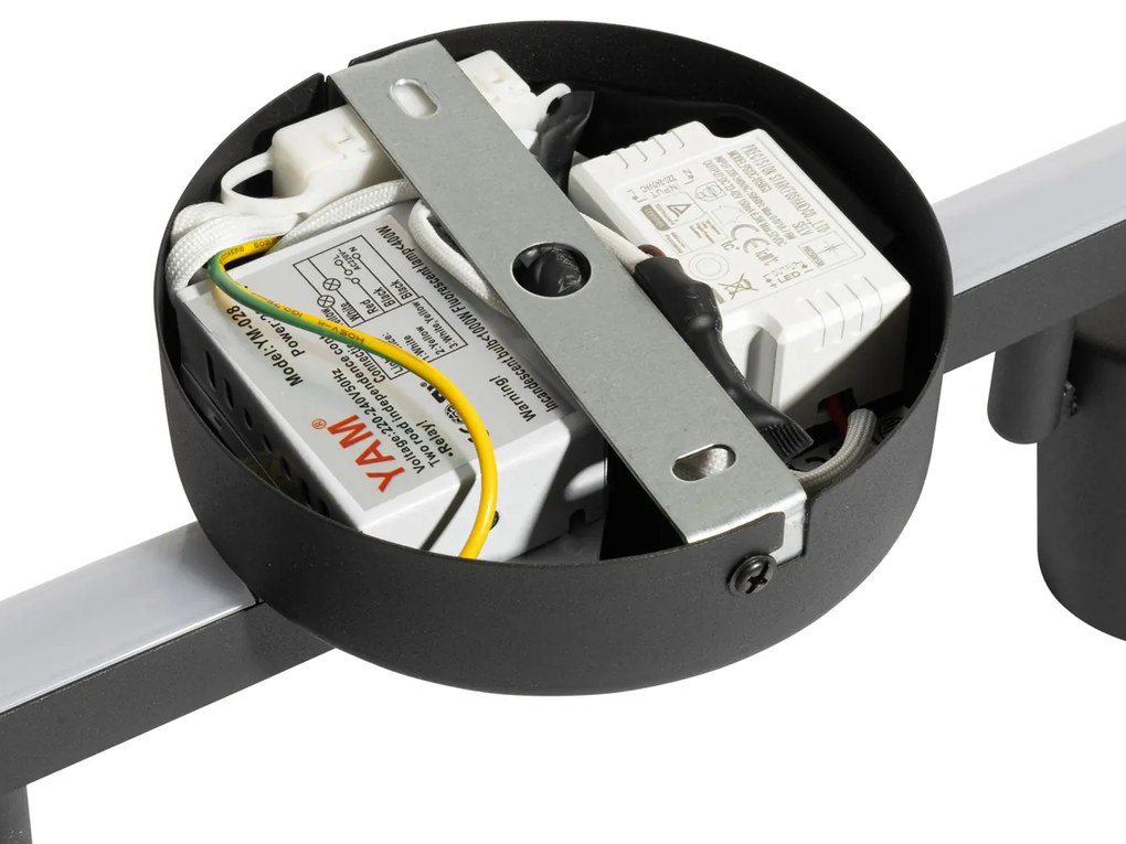 Stropný reflektor čierny GU10 50 mm 2-svetelný vrátane podsvietenia a 3-cestného vypínača - Back Up