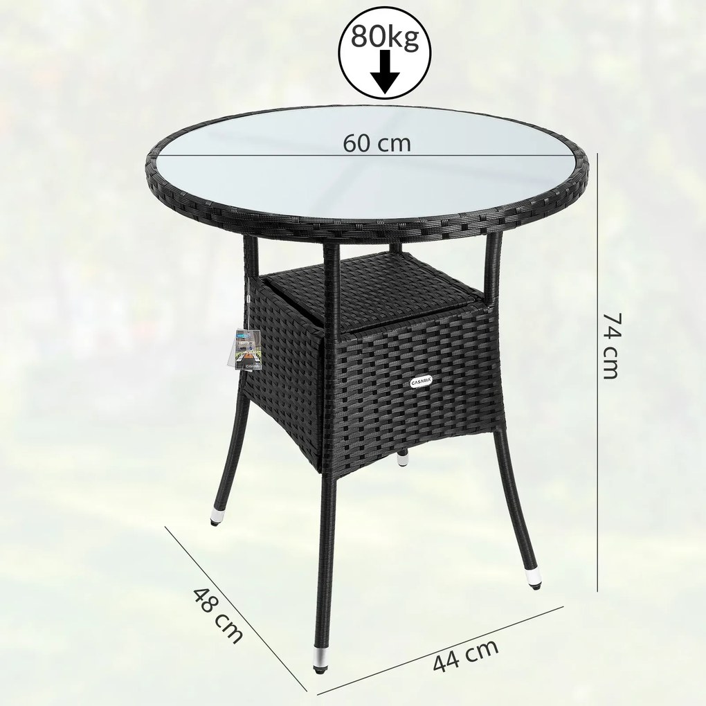 Záhradný stolík Bistra 60 cm polyratan čierny