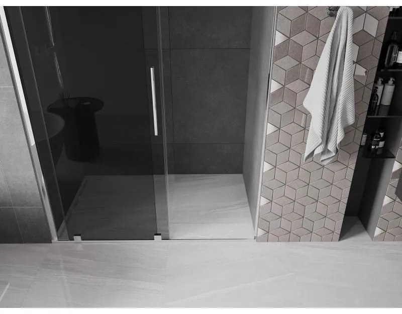 Mexen Velar, posuvné sprchové dvere do otvoru 130 cm, 8mm šedé sklo, chrómová, 871-130-000-41-01