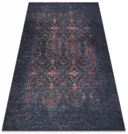 ANDRE 1013 umývací koberec Ornament, protišmykový - čierna / terakota Veľkosť: 120x170 cm