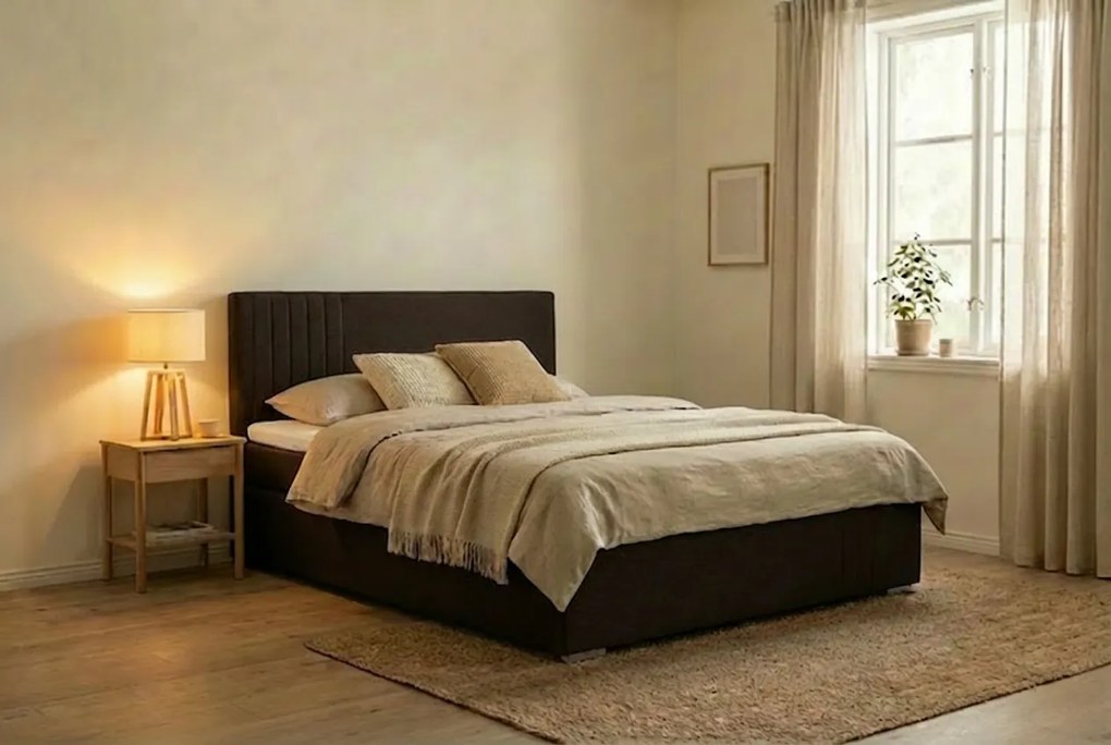 Postel MARS 140x200 cm Tmavohnedá S matracom