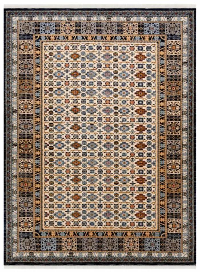 Vlnený kusový koberec Efez béžovo modrý 120x145cm