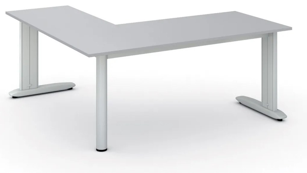 Rohový kancelársky písací stôl PRIMO FLEXIBLE, 180x180 cm, sivá