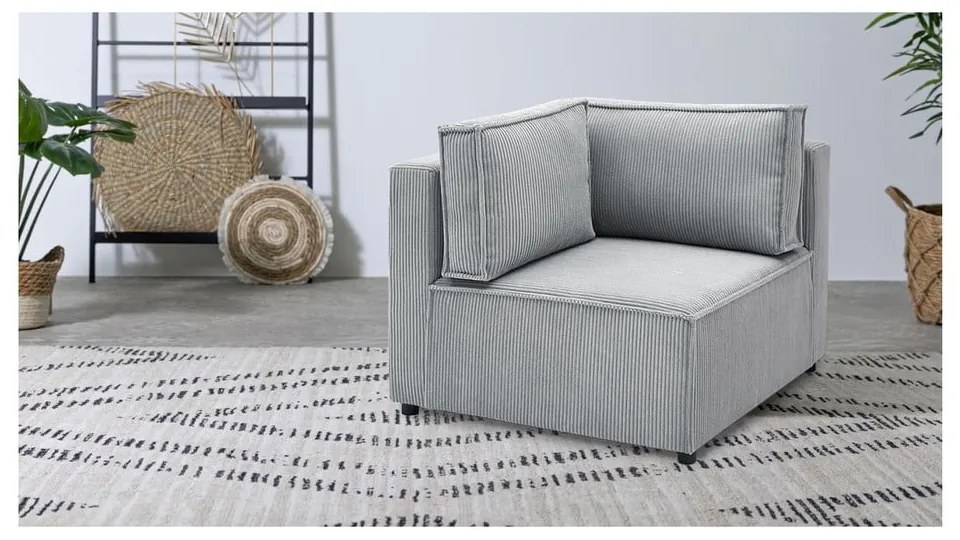 Svetlosivý menčestrový modul pohovky (variabilný) Nihad modular – Bobochic Paris