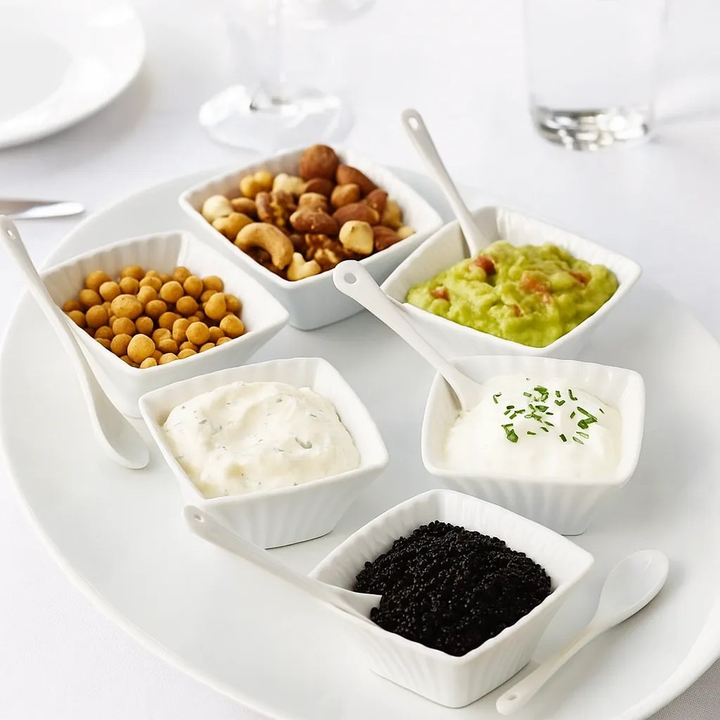 EH Súprava servírovacích misiek s lyžičkami Vlnkovka štvorec, 12 ks