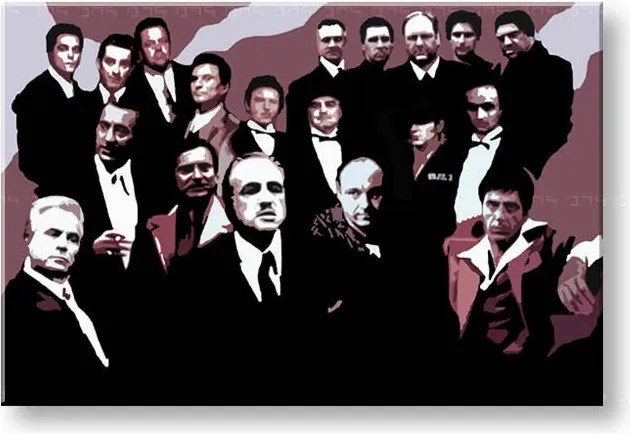 Ručne maľovaný POP Art obraz The MAFIA Family 2 dielny family