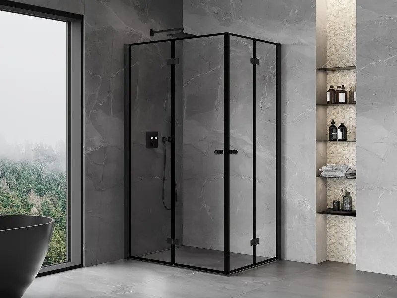 Mexen Mist-F Duo, skladací sprchový kút 100 x 85 cm, číre sklo-čierny rám, 8A6-100L-085P-70-70