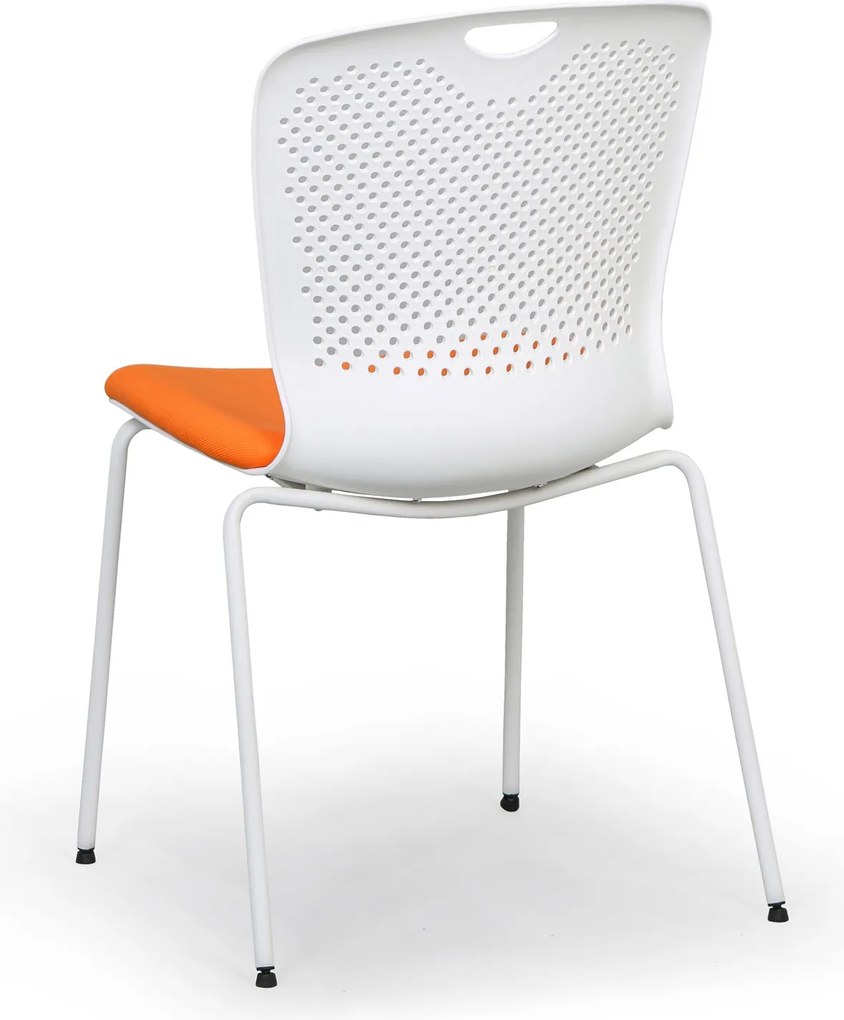 Plastová konferenčná stolička OPEN, biela/oranžová