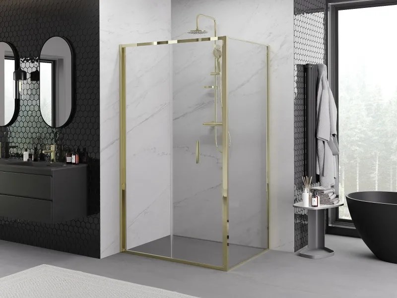 Mexen Exo, skladací sprchový kút 85 x 95 cm, číre sklo, zlatá, 816-085-095-50-00
