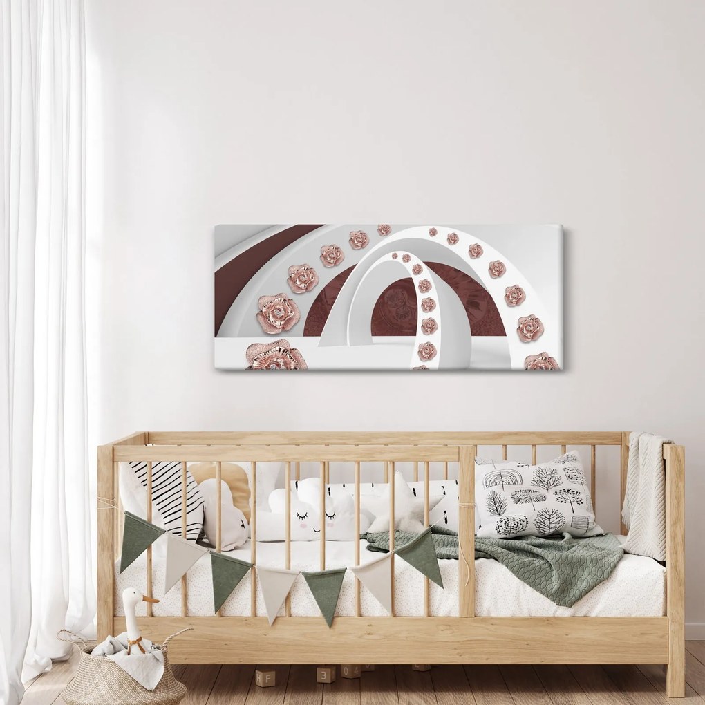 Obraz - 3D oblúky s kvetmi (120x50 cm)