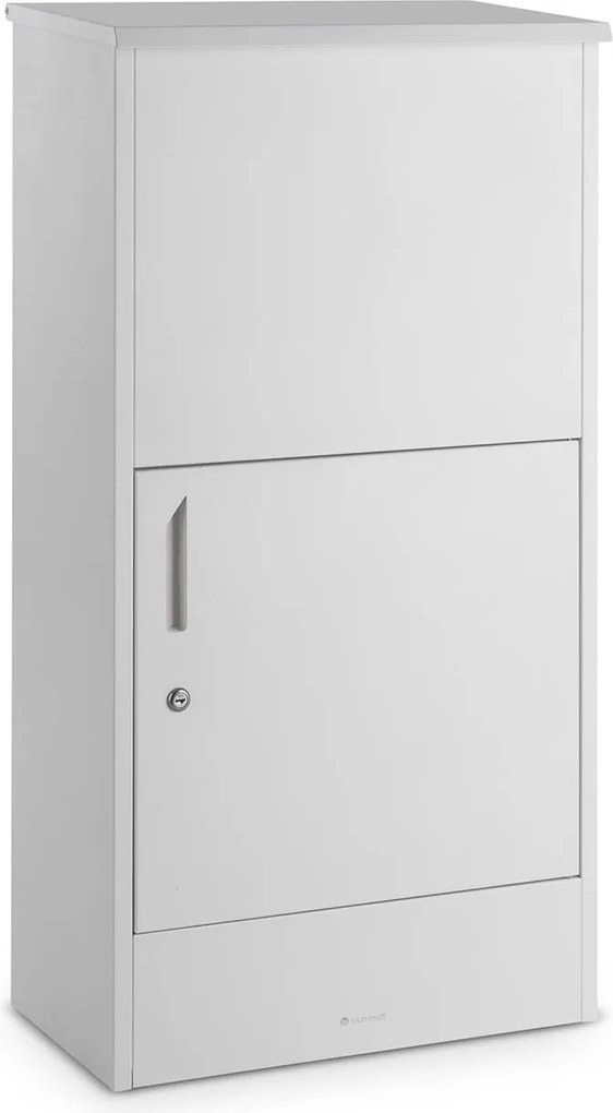 Blumfeldt London White, poštová schránka na balík, oceľ, ukotvenie do zeme, okrúhly zámok