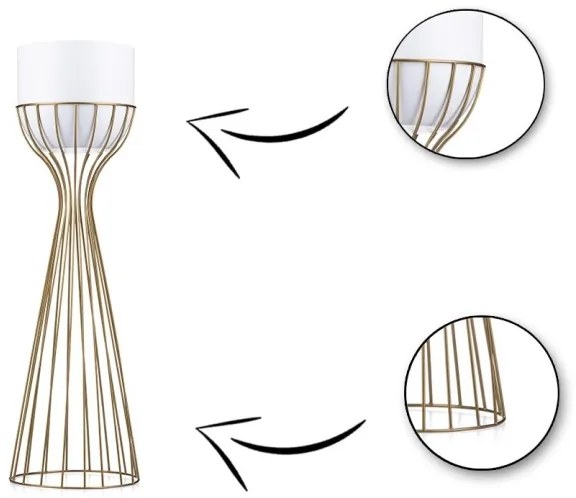 Kovový kvetináč LOFT 68x20 cm zlatá/biela