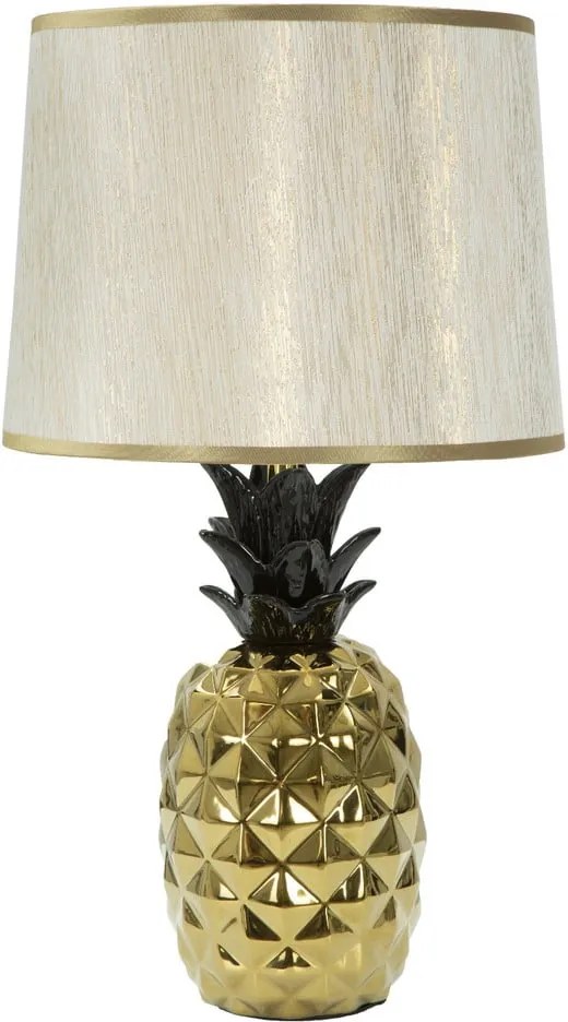 Biela stolová lampa s konštrukciou v zlatej farbe Mauro Ferretti Glam Ananás