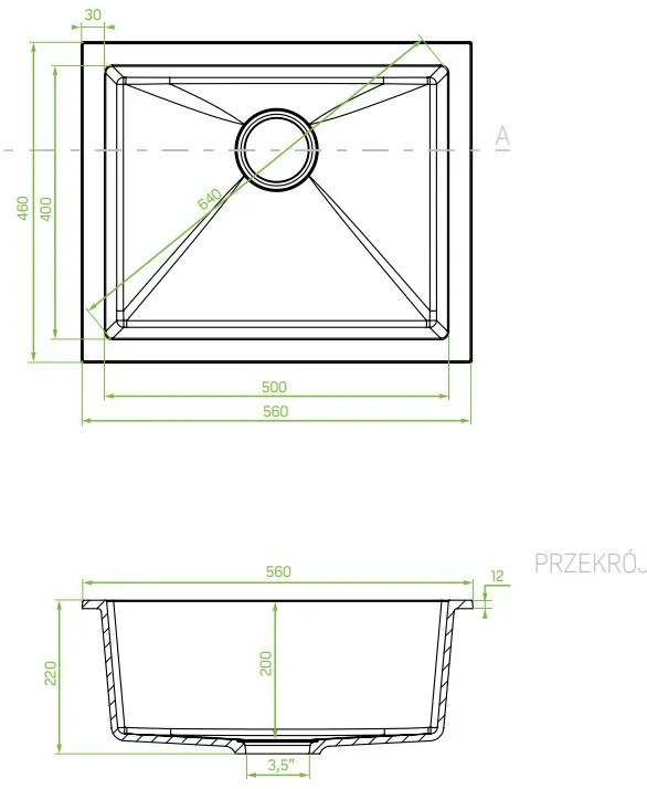 Laveo Ibiza, 1-komorový granitový drez 560x460x220 mm, béžová, LAV-SBI_410U