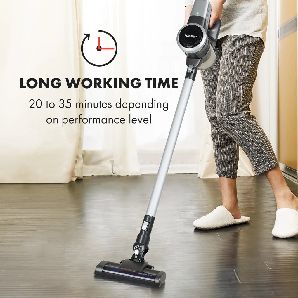 Klarstein Clean Butler 4G Silent, akumulátorový vysávač, 16 kPa, 0,8 l, HEPA10, čierny