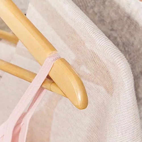 Sada 20 ks vešiakov z masívneho dreva so zárezmi, prírodná farba a háčik ružové zlato