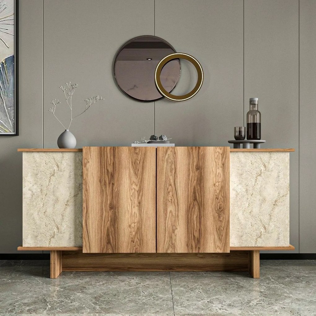 Skrinka Diana Travertine and Walnut
