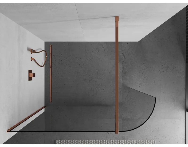 Mexen Kioto, zaoblená sprchová zástena 150 x 200 cm, 8mm číre sklo, ružové zlato profil, 800-150-101-60-06