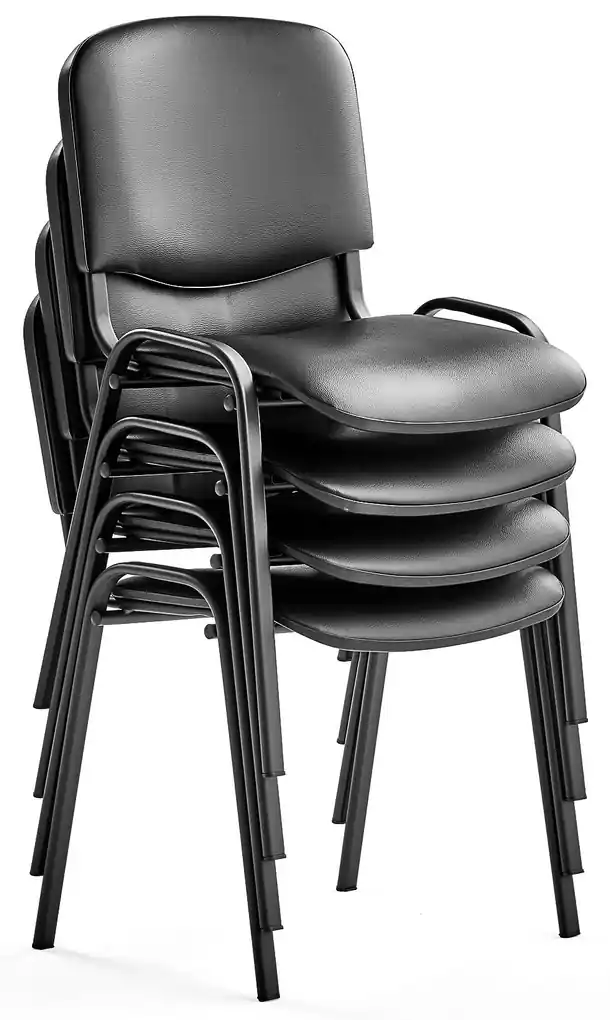 Konferenčná stolička NELSON, 4 ks, koženka, čierna | BIANO