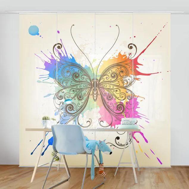 MANUFACTURER -  Súprava posuvnej záclony - Akvarel Butterfly  - 4 panely