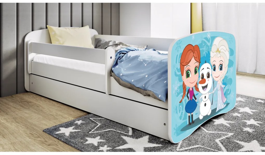 Kocot kids Detská posteľ Babydreams Ľadové kráľovstvo biela, varianta 80x180, se šuplíky, s matrací