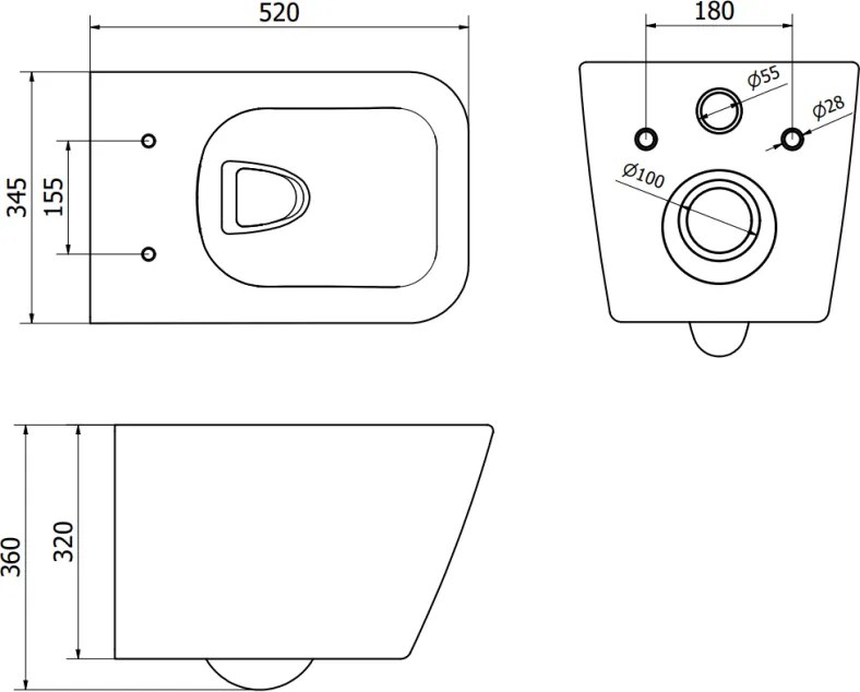 Mexen Cube Rimless s toaletným sedadlom slim, duroplast, biela - 30924000