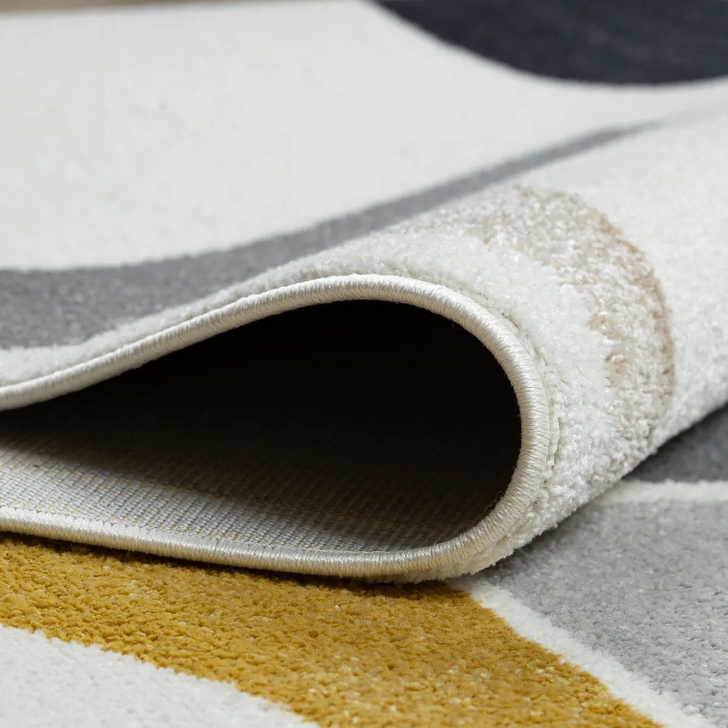 Dywany Łuszczów, Kusový koberec Fusion 0213 white/yellow, 160x220, viacfarebná, kancelária