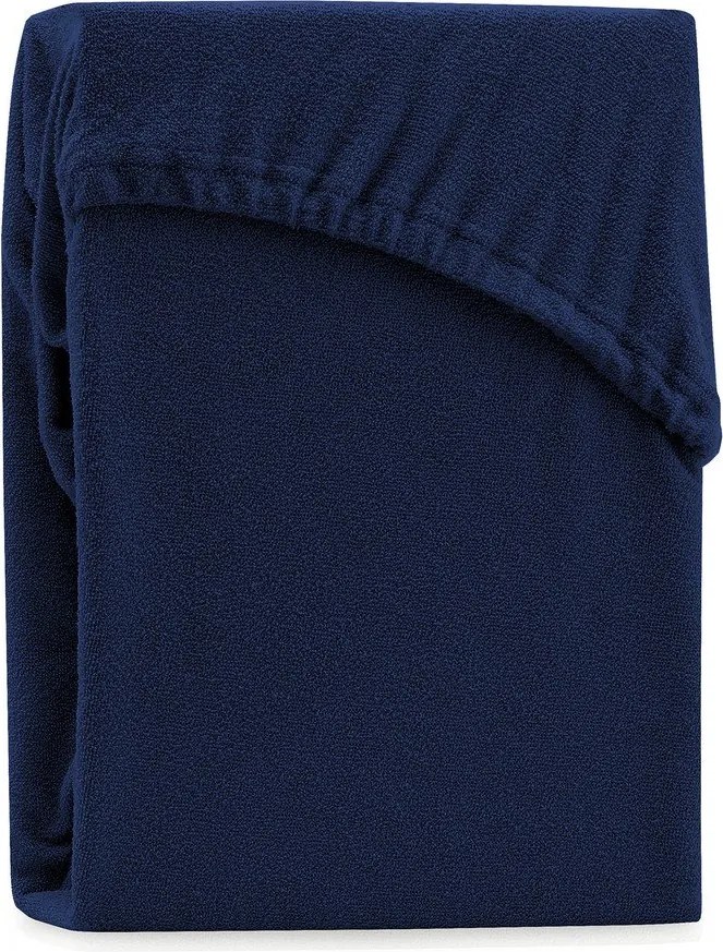 Tmavomodrá napínacia froté plachta 140x200 cm Ruby – Restilo