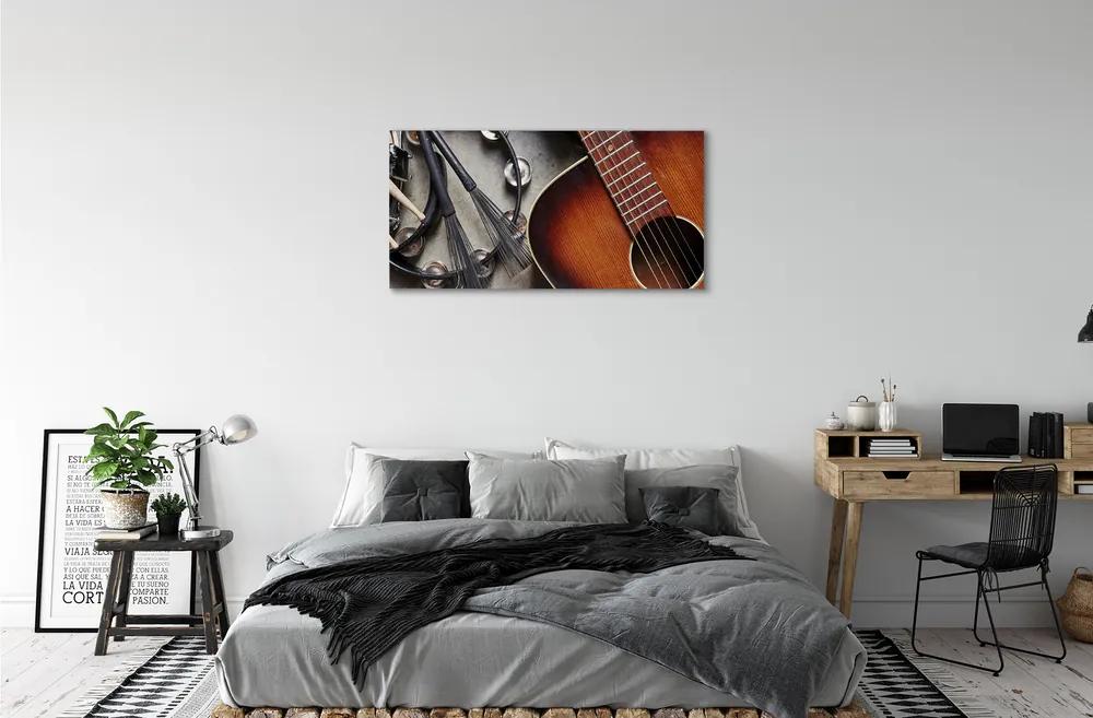 Obraz canvas Gitara Mikrofón tyčinky 120x60 cm