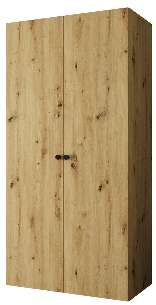 Šatníková skriňa 100 cm Parna 1 (dub artisan + čierna). Akcia -21%. Vlastná spoľahlivá doprava až k Vám domov. 1125855