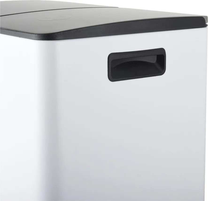 Matne biely oceľový odpadkový kôš 2x20 l na triedený odpad/nášľapný Aliya – Spirella