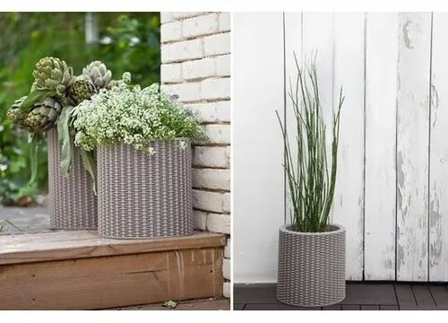 Keter Obal na kvetináč Cylinder Planter S béžová, 7 l, 28 x 28 x 28,3 cm