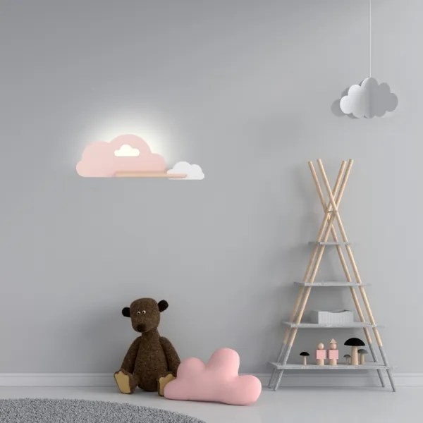 LED Detské nástenné svietidlo s poličkou CLOUD LED/5W/230V ružová/biela