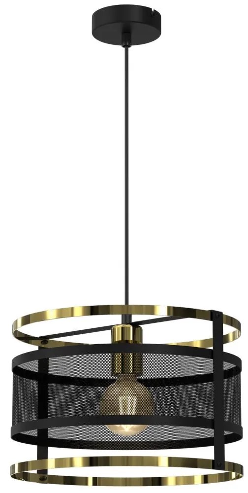 Luster na lanku RIM 1xE27/60W/230V čierna/zlatá