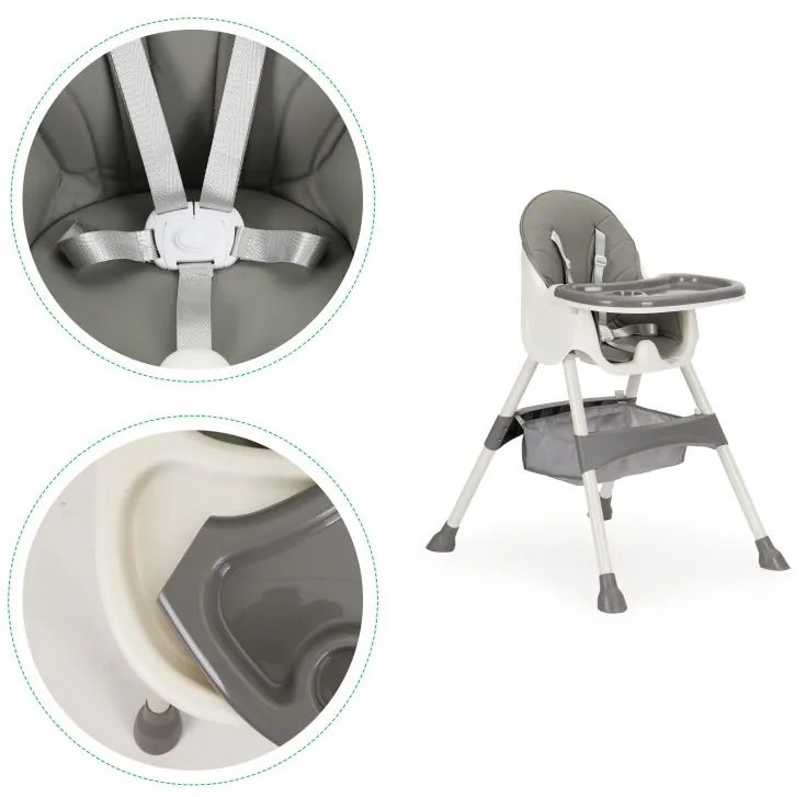 Sivá jedálenska stolička pre deti HC-823-GRAY