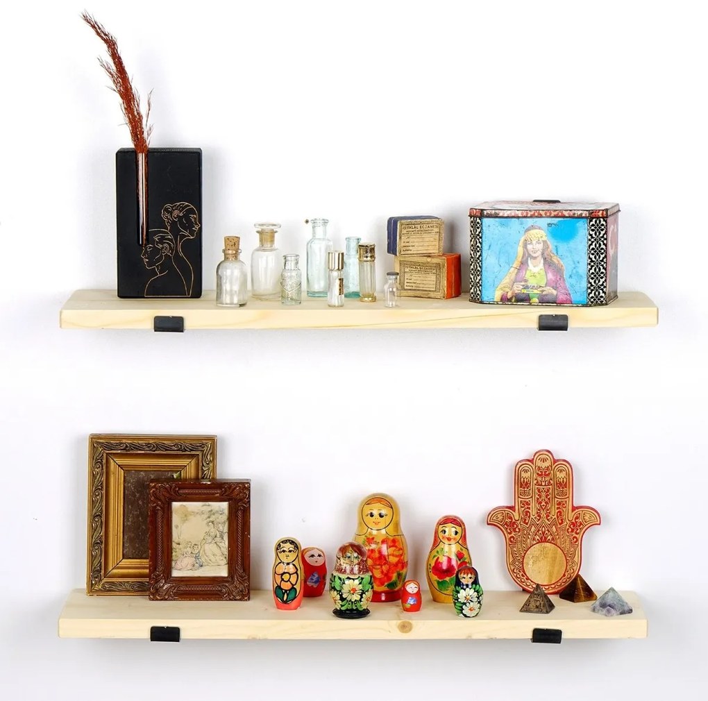 Súprava 2 nástenných políc LAM 60 cm dub