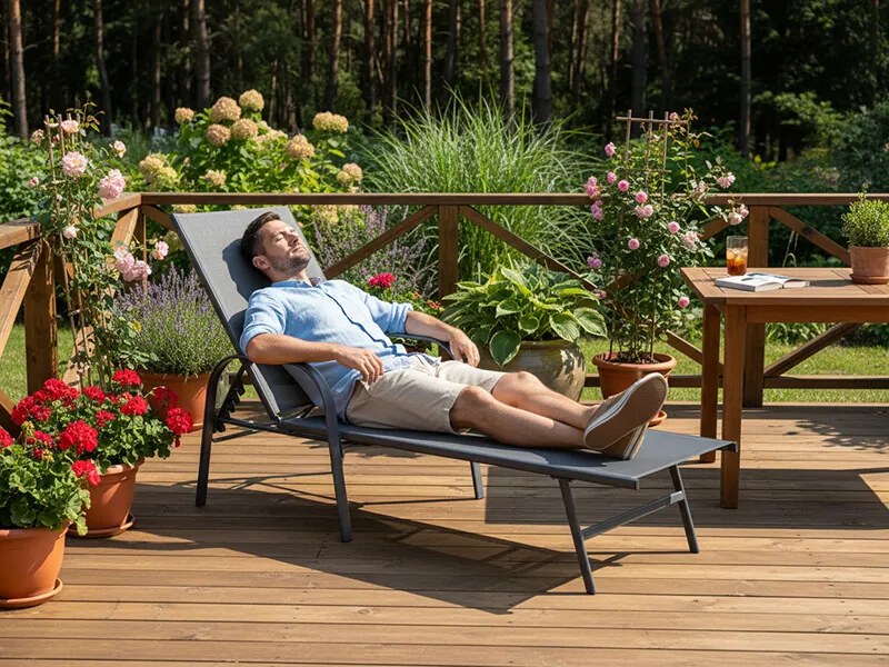 CH Záhradné nastaviteľné lehátko Lein - tmavosivá