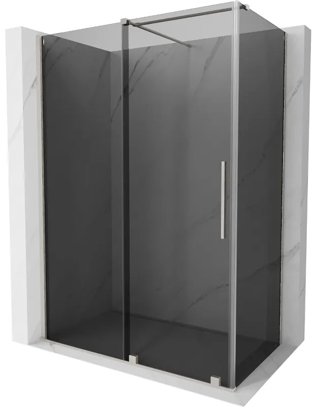 Mexen Velar, sprchový kút s posuvnými dverami 160 x 90 cm, 8mm šedé sklo, brúsená oceľ, 871-160-090-41-97