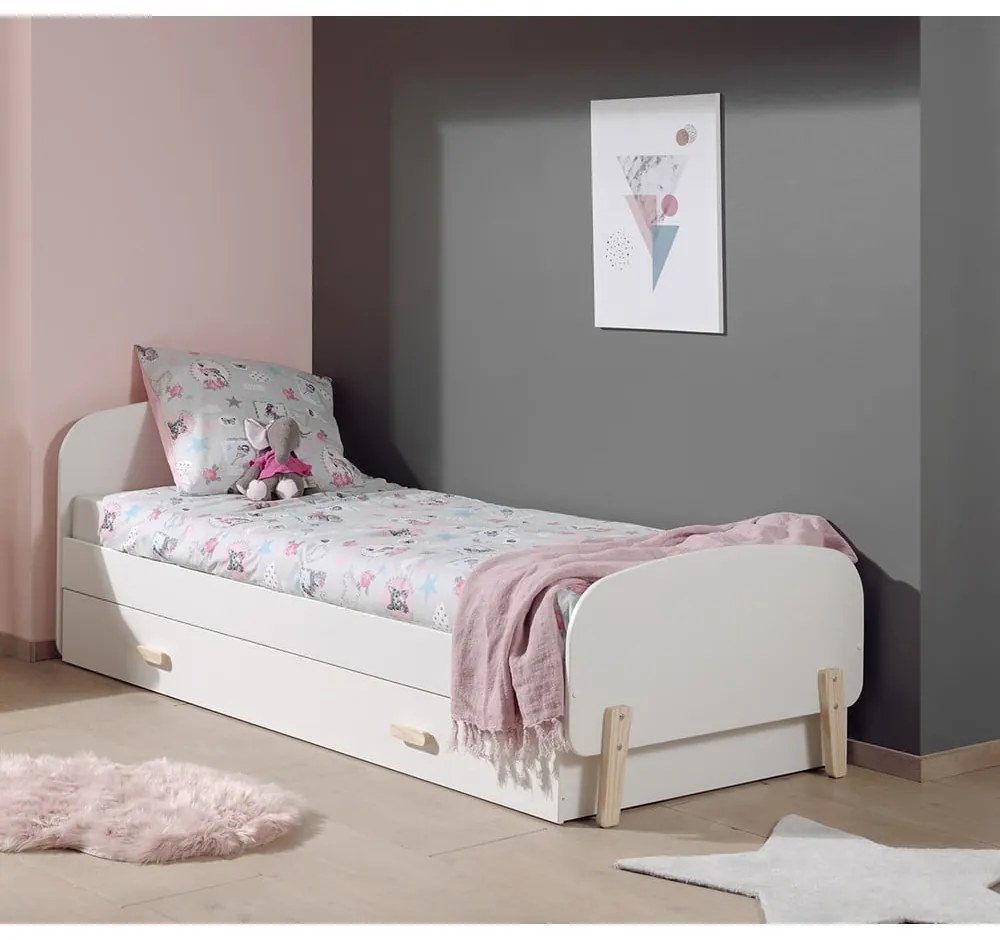 Biela detská posteľ Vipack Kiddy, 90 x 200 cm