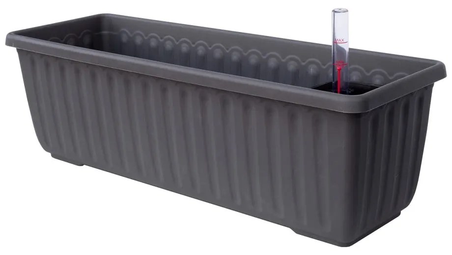 Antracitovosivý samozavlažovací kvetináč Plastia SIesta, dĺžka 80 cm