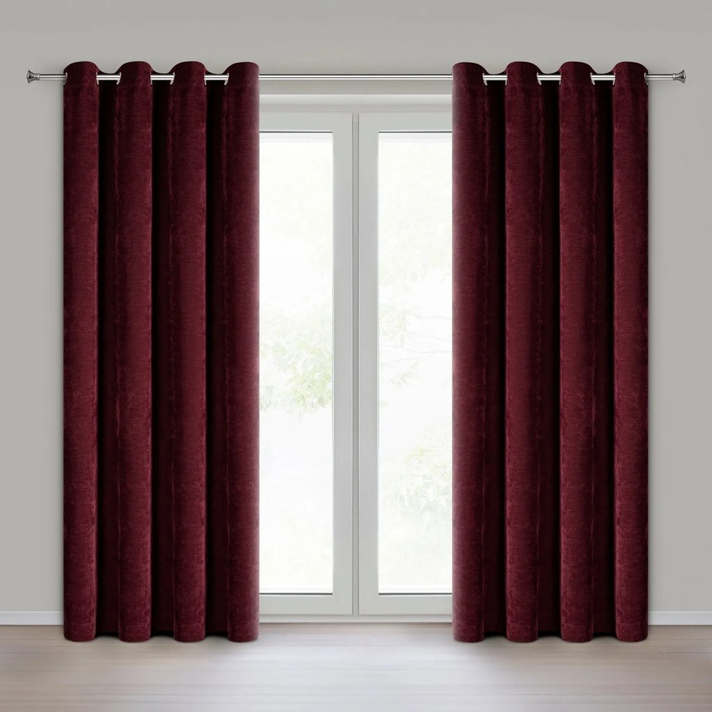 ZÁVES NA KRÚŽKOCH VANI 140X250 CM BORDOVÁ