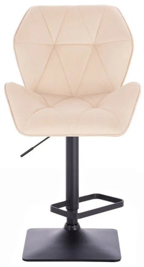 LuxuryForm DESIGN Barová stolička MILANO MAX VELUR na čiernej hranatej podstave - krémová