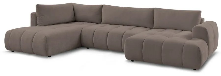 Taupe rozkladacia/s úložným priestorom rohová pohovka (ľavý roh/do tvaru "U") Fuji – Bobochic Paris