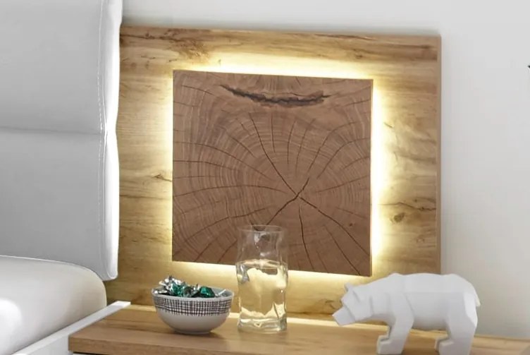 Posteľ s nočnými stolíkmi Capri 180x200 cm, dub wotan/biela