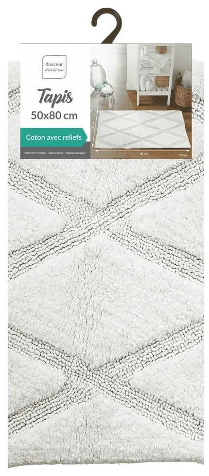 Biela kúpeľňová predložka 50x80 cm Thais – douceur d'intérieur