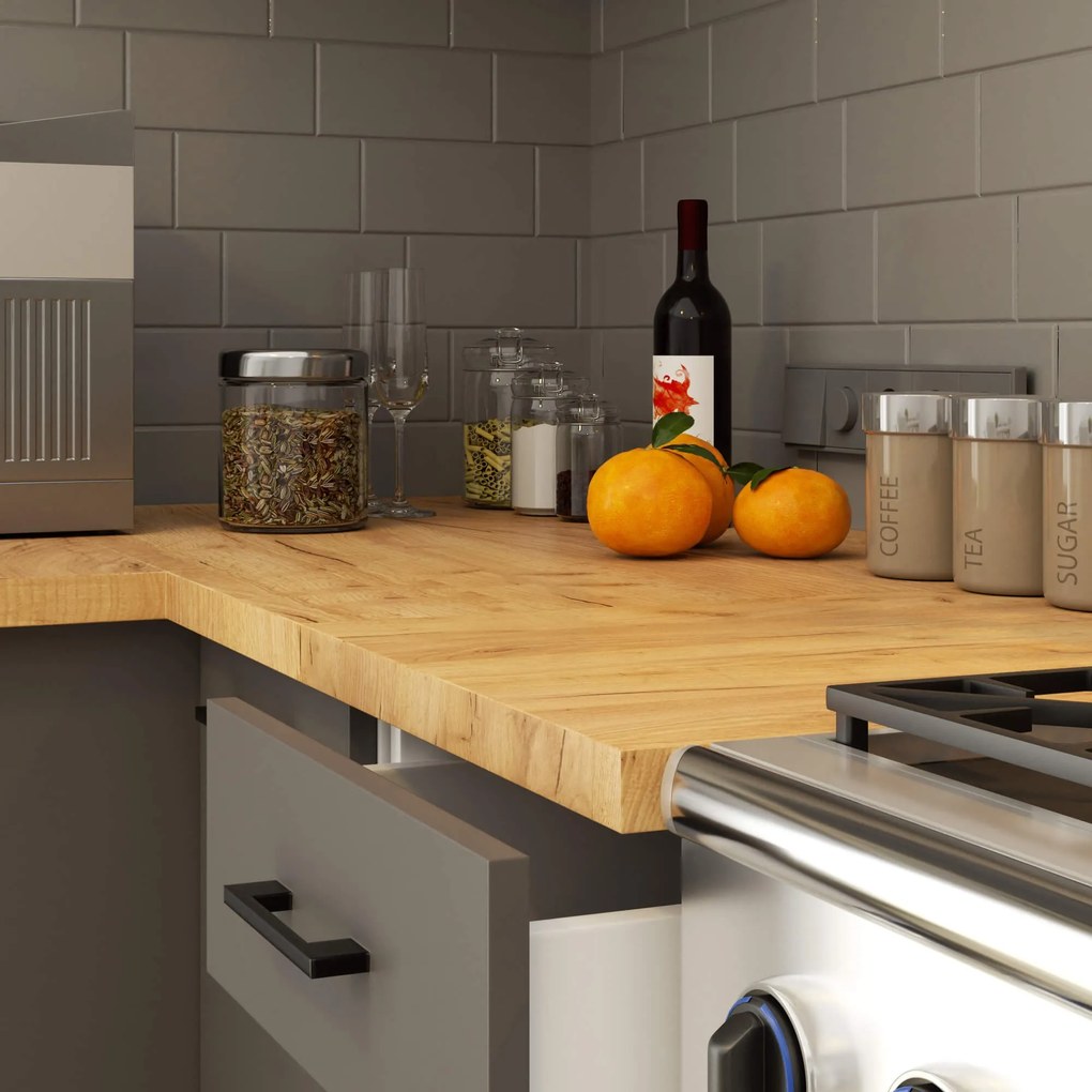 Kuchynská skrinka OLIVIE II 40x85 cm matná biela/matná grafitovo sivá/dub prírodný